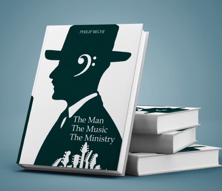 Book cover for “The Man, The Music, The Ministry” by Philip Bechi