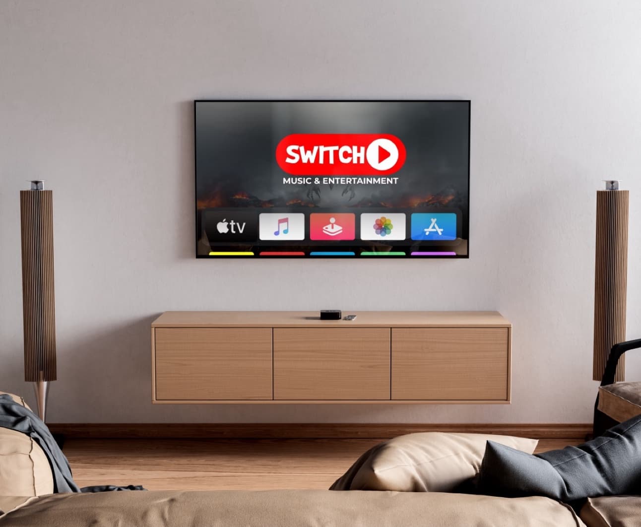 Switch Music & Entertainment video on a living-room television