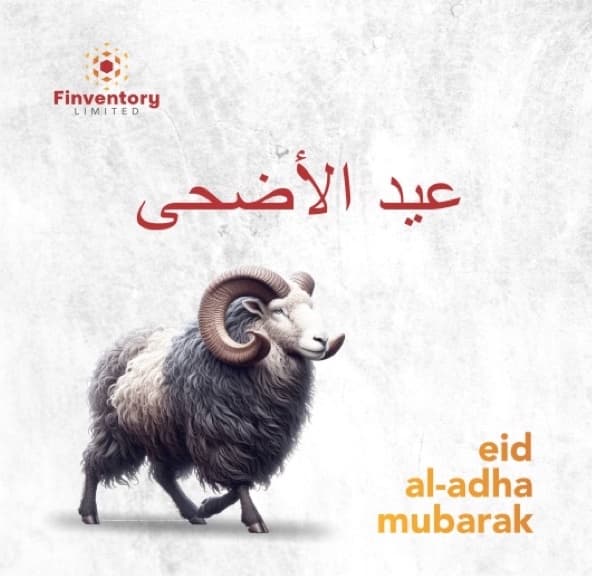 Finventory Eid al-Adha greeting with a ram illustration