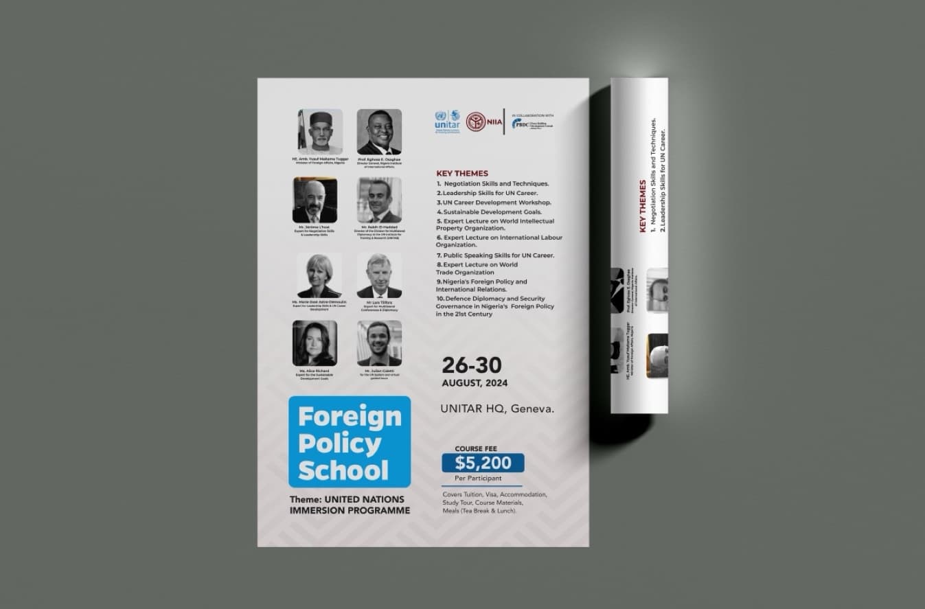 Foreign Policy School flyer: United Nations Immersion Programme, 26–30 August 2024, UNITAR HQ Geneva